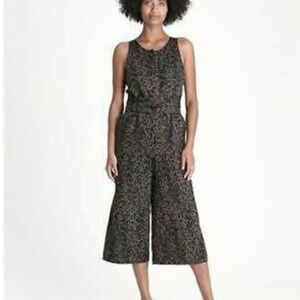 NWOT Banana Republic Leopard Print Linen Blend Wide Leg Crop Jumpsuit SZ6